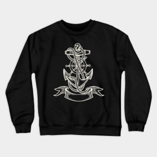 White Ship anchor tattoo Crewneck Sweatshirt